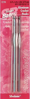 Susan Bates Silvalume Aluminum Crochet Hook Set Of 4 • $10.66