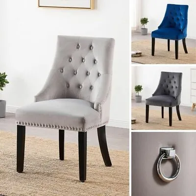 Velvet Dining Chair With Door Knocker Ring Windsor Dressing Room Chair 1/2/4/6 • £89