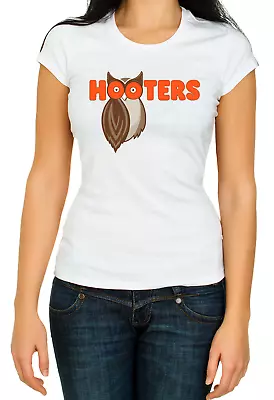 New Hooters Owl Sexy Waitress Boobs American 3/4 Short White T-Shirt Woman K101A • £9.53