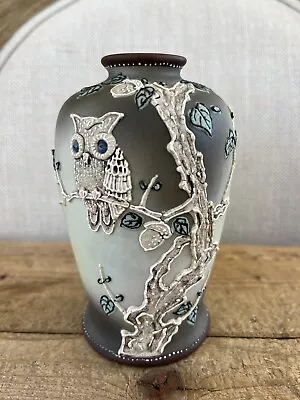 Antique Japanese Porcelain Nippon Small Vase Owl Moriage Japan • $125
