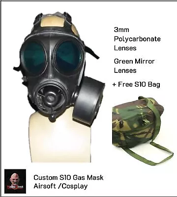S10 Gas Mask Single Filter Green Mirror 2mm Polycarbonate Lenses. Size 2 • $160.39