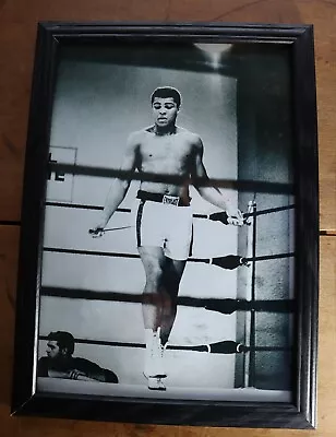 Muhammed Ali Boxing Champion Framed Black N White Print - Glass Fronted Picture • £3.99