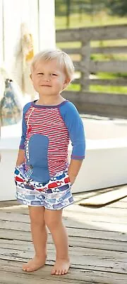 Mud Pie E7 Boathouse Baby Toddler Boy Whale Rash Guard T-Shirt 1052169 • $11.99