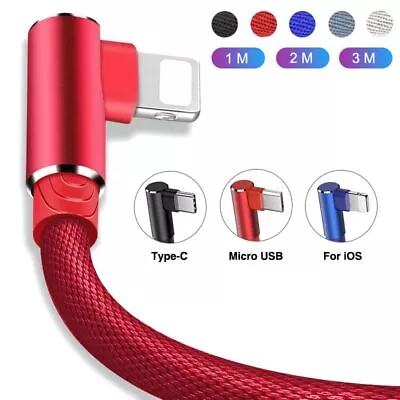 $8.68 • Buy 3M 2M 1M 90 Degree For IPhone Type C Micro USB Fast Charging Charger Cable Cord