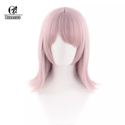 Anime Kiga Cosplay Wig 38cm Women Medium Long Straight Pink Synthetic Hair • $23.65