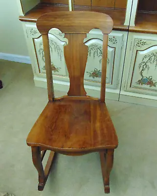 Antique Vintage 31  T Wood Walnut Finish Slipper Sewing Small Rocking Chair VGC • $149