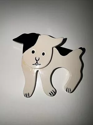 C. 2000  Marie Christine Pavone Paris Side Dog Handmade Galalith Brooch • $80.96