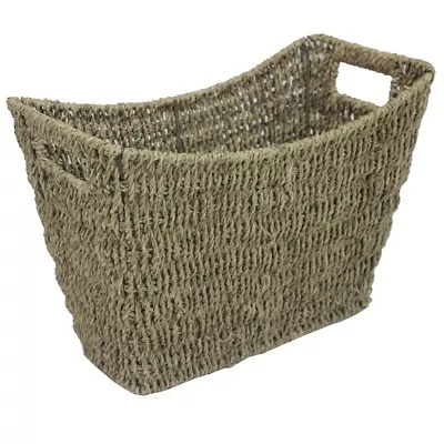 £15.99 • Buy JVL Seagrass Newspaper Magazine Storage Basket Rack With Handles