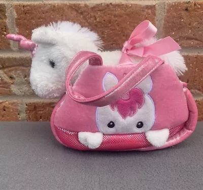 AURORA  Unicorn In A Bag Pet Carrier  Pink And White 8'' 20cm Fancy-Pals Peek-A- • £12.50