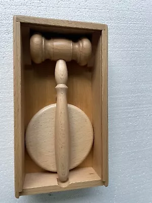 £16.94 • Buy Wooden Beech Turned Gavel & Sound Block Meeting Auction Sale Auctioneers Mason
