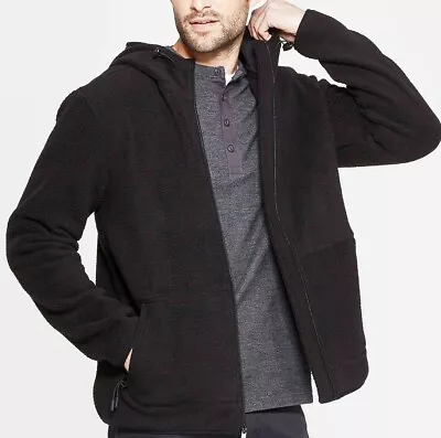 Goodfellow & Co Men's Regular Fit Long Sleeve Sherpa Outer Tech Hoodie - Black • $26.85