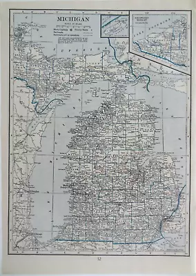 State Of Michigan   1931 Map From The Literary Digest Atlas Of The World • $11.95