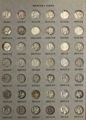 US Coins Mercury Silver Dimes 1916-1945s High Grade Complete Set Dansco Book • $1425
