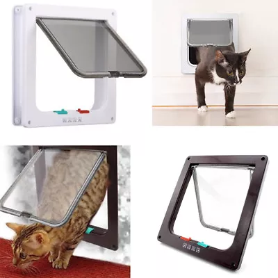 £13.89 • Buy 4 Way Pet Door Locking Small Medium Large Dog Cat Flap Magnetic Door Frame