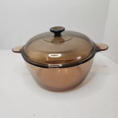 PYREX VISION Amber Glass Cookware 4.5L 5QT Dutch Oven Stock Pot W/ Lid • $39.49