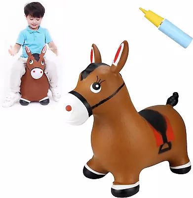 Bouncy Horse Hopper- Brown Inflatable Jumping Horse Ride On Rubber Bouncing Ani • $44.99