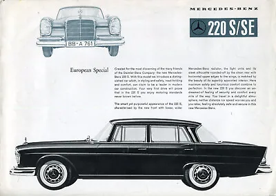 Mercedes-Benz 220S/SE Fintail Heckflossen UK Market Sales Brochure 1959 • $13.66