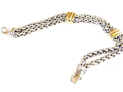 David Yurman 18k Gold Ss Double Wheat  Chain Mens Bracelet • $750