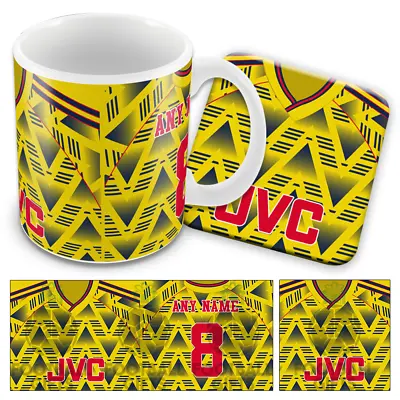 £11.99 • Buy Arsenal 1991 Retro Away Shirt Kit Personalised Mug & Coaster Set Add Any Name No