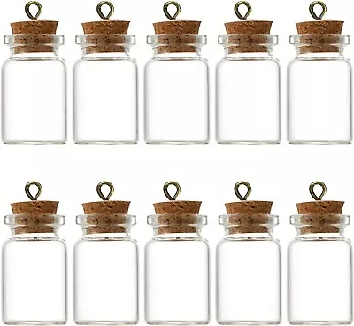 10 Mini Glass Bottles - Cork Stopper Jars For Wedding Party Favours & Decoration • £9.49
