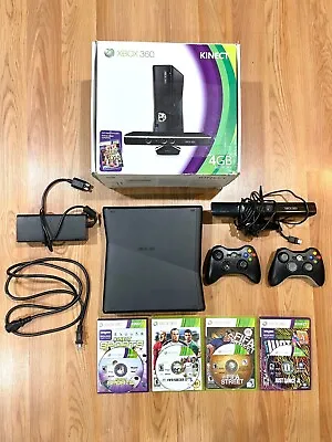 Microsoft Xbox 360 S 4GB Console & Kinect Bundle With 4 Games 2 Controllers • $124.99