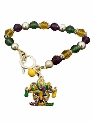 Mardi Gras Mask Jester Bell Charm Bracelet • $13.99