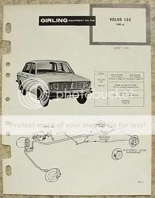 VOLVO 144 GIRLING 1966 Car Brakes Maintenance Installation Data Guide • $18.64