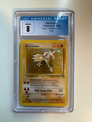 Hitmonlee Holo Fossil Unlimited 1999 CGC 8 NM / MINT 7/62 Pokemon Card • $40