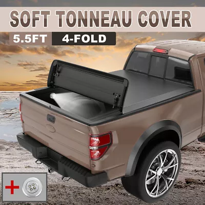 5.5FT 4-FOLD Truck Bed Soft Tonneau Cover For 15-22 Ford F150 Super Crew CAB New • $135.79