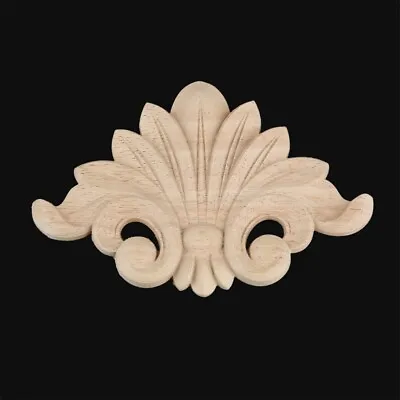 $4.50 • Buy Unpainted Wood Carved Decal Onlay Floral Applique Bookcase Frame Home Decoration