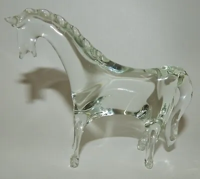 Vintage Blown Crystal Clear Glass Horse Figurine • $12.99