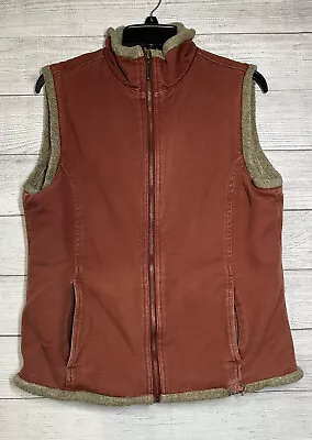 Duluth Trading Co Vest Men S Burgundy Red Sherpa Lined Canvas Pockets Inside • $16