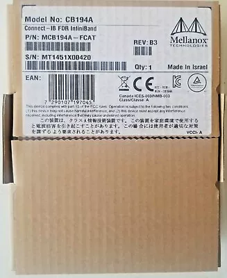 MCB194A-FCAT MELLANOX 2 PORTS 56.6Gb FDR14 CONNECT-IB INFINIBAND CPU OFFLOAD    • $65