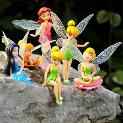 6PC/Set Tinkerbell Fairy Princess Action Miniature Figure Cake Topper Doll Toys • £5.90