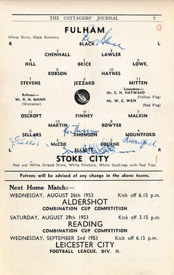 £9.99 • Buy SIGNED PROGRAMME - Fulham V Stoke City 1953/1954 - NINE AUTOGRAPHS