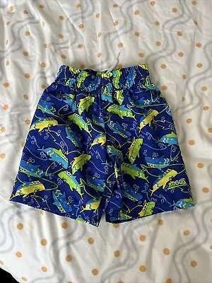 Zoggs Boys Shark Water Shorts Swimming Trunks Age 3-4 Blue Swim RRP £14 • £0.99