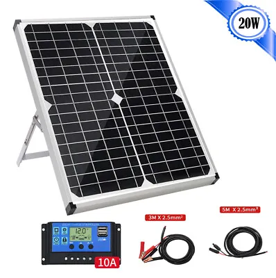 20W 12V Mono Solar Panel Kit With Mount Bracket Battery Charger Boat Camping RV • £10.99