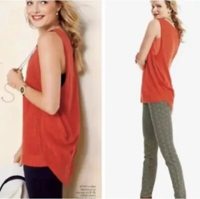 Cabi Style 5012 Women’s Orange Knit Linen Blend Top Shirt Vest Size Medium • $28