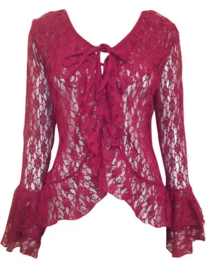 LACE Cardigan Shrug Cover Up RED Gothic Hippy Boho Sexy  PLUS SIZE  26 28 30 32 • $16.17