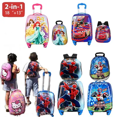 2PC 13  18  Kids Luggage Set Suitcase Backpack School Travel Carry On Bag Gift • $53.83