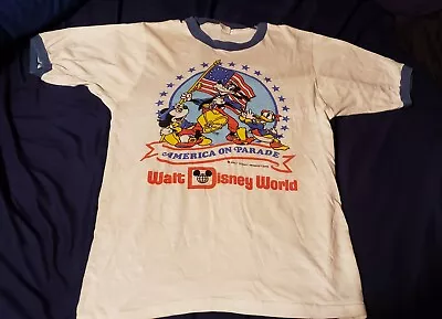 Vintage Disney America’s On Parade Ringer T Shirt Size SMALL • $15