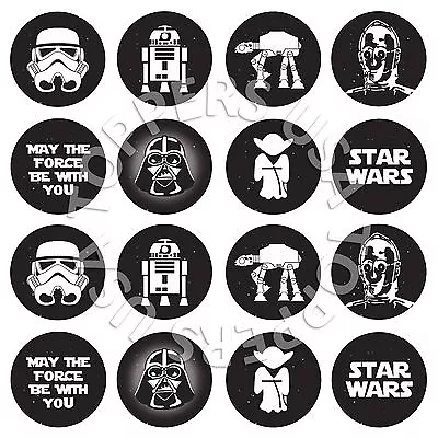 16x EDIBLE Star Wars Birthday Party Cupcake Toppers Wafer Paper 4cm (uncut) • $5.99