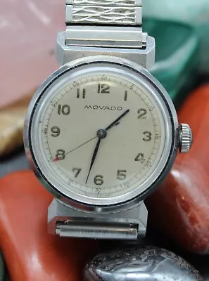 Movado 30mm White Dial Manual Wind Mens Vintage Wrist Watch Original RUNS Clean • $349.99