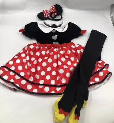 Disney Mickey &Friends Minnie Mouse Spirit Costume Dress Headband Tights 18-24m • $24