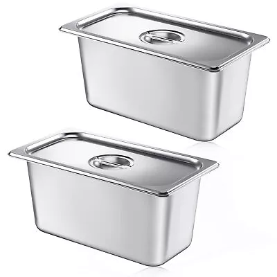 2 Pack Stainless Steam Hotel Pan With Lid Steam Table Pan Restaurant Supplies... • $40.61