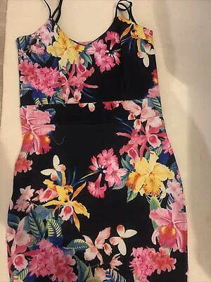 £15.99 • Buy Womens Flower Design Bodycon Midi Dress Brand New Size 8