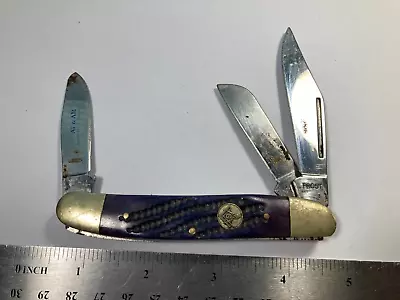 Freemason Folding Pocket Knife Frost Cutlery F&AM Masonic Purple Handle • $8