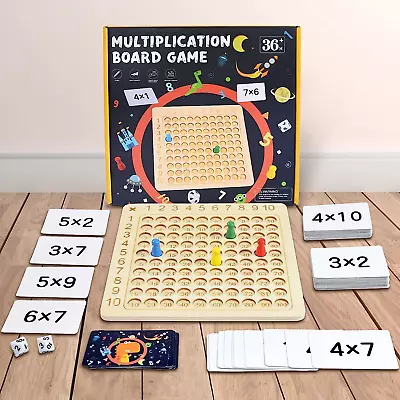 Wooden Multiplication Board Math Game For Kids 8-12 Math Manipulatives Set With • $11.75