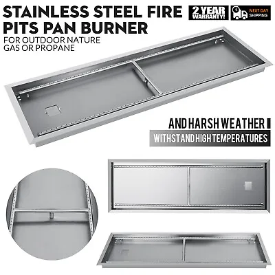 £70.67 • Buy Natural Gas Fire Pit Pan 8 Sizes Drop In Burner Stainless Steel Linear Heater