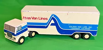 VINTAGE Metal Toy Truck By MAR TAR: Atlas Van Lines Golden Van Longmont Co! • $29.99